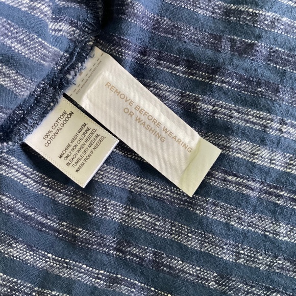 NWT Ann Taylor LOFT Denim Moto Jacket Blue Stripe Turn-up Sleeves Pockets Snaps - Picture 6 of 8